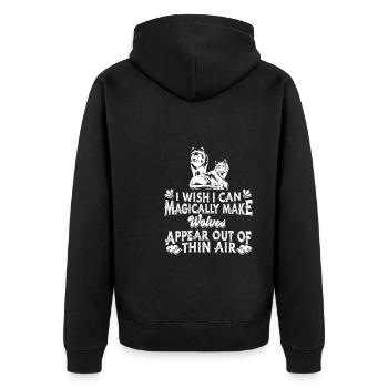Wolf - Unisex Premium Organic Zip Hoodie - black - Back - Nico (187cm)