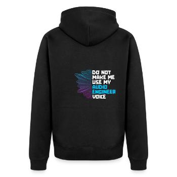 Tontechniker Sound Audio Engineer - Unisex Premium Bio Zip Hoodie - Schwarz - Hinten - Nico (187cm)