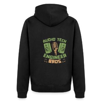 Tontechniker Sound Audio Engineer - Unisex Premium Bio Zip Hoodie - Schwarz - Hinten - Nico (187cm)