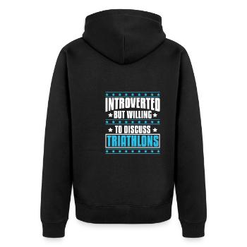 Triathlon - Unisex Premium Bio Zip Hoodie - Schwarz - Hinten - Nico (187cm)