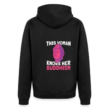 Buddha Buddhist Buddhismus - Unisex Premium Bio Zip Hoodie - Schwarz - Hinten - Nico (187cm)