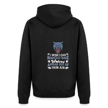 Wolf - Unisex Premium Organic Zip Hoodie - black - Back - Nico (187cm)