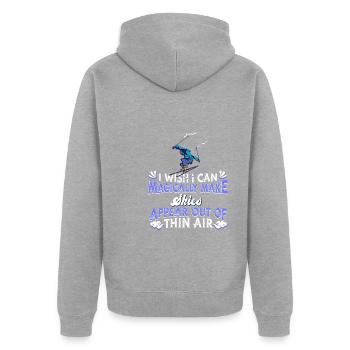 Ski Skifahren Skier - Unisex Premium Bio Zip Hoodie - Grau meliert - Hinten - Nico (187cm)