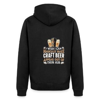 Craft Beer Bier Hopfen Malz Brauer - Unisex Premium Bio Zip Hoodie - Schwarz - Hinten - Nico (187cm)