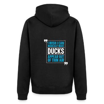 Ente - Unisex Premium Bio Zip Hoodie - Schwarz - Hinten - Nico (187cm)
