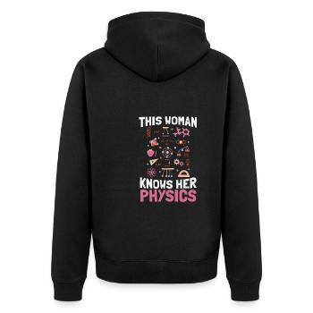 Physik Physiker - Unisex Premium Bio Zip Hoodie - Schwarz - Hinten - Nico (187cm)