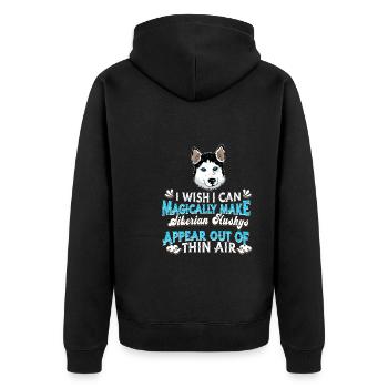 Siberian Husky Hund - Unisex Premium Bio Zip Hoodie - Schwarz - Hinten - Nico (187cm)