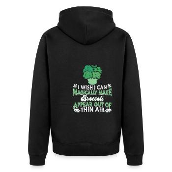 Brokkoli Gemüse Vegan Vegetarisch - Unisex Premium Bio Zip Hoodie - Schwarz - Hinten - Nico (187cm)