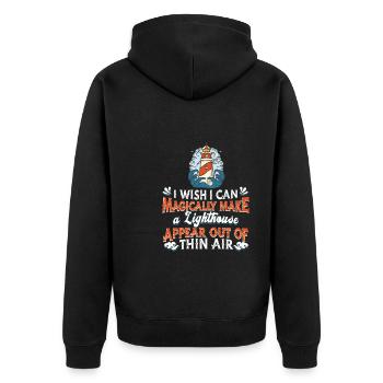 Lighthouse - Unisex Premium Organic Zip Hoodie - black - Back - Nico (187cm)