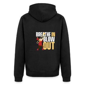 Posaune - Unisex Premium Bio Zip Hoodie - Schwarz - Hinten - Nico (187cm)