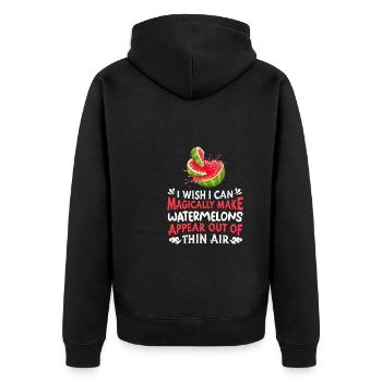 Watermelon - Unisex Premium Organic Zip Hoodie - black - Back - Nico (187cm)