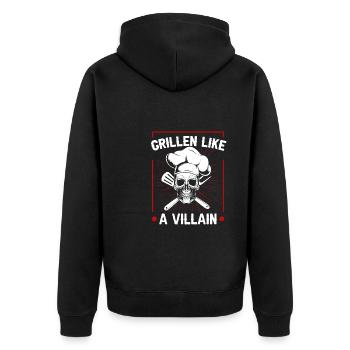 Grill grill master BBQ - Unisex Premium Organic Zip Hoodie - black - Back - Nico (187cm)