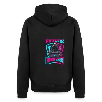 Programmer Coder Software Developer - Unisex Premium Organic Zip Hoodie - black - Back - Nico (187cm)