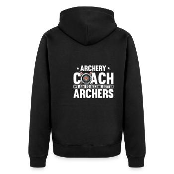 Bogenschütze Bogensport Pfeil Bogen Bogenschießen - Unisex Premium Bio Zip Hoodie - Schwarz - Hinten - Nico (187cm)