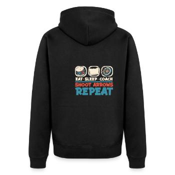 Bogenschütze Bogensport Pfeil Bogen Bogenschießen - Unisex Premium Bio Zip Hoodie - Schwarz - Hinten - Nico (187cm)