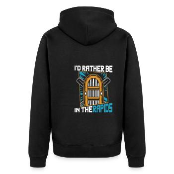Rafting Wildwasser Kanu Kajak - Unisex Premium Bio Zip Hoodie - Schwarz - Hinten - Nico (187cm)
