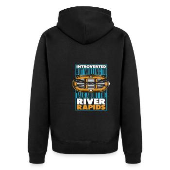 Rafting Wildwasser Kanu Kajak - Unisex Premium Bio Zip Hoodie - Schwarz - Hinten - Nico (187cm)