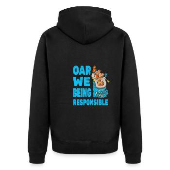 Rafting Wildwasser Kanu Kajak - Unisex Premium Bio Zip Hoodie - Schwarz - Hinten - Nico (187cm)
