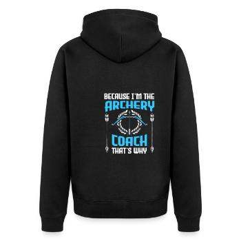 Bogenschütze Bogensport Pfeil Bogen Bogenschießen - Unisex Premium Bio Zip Hoodie - Schwarz - Hinten - Nico (187cm)