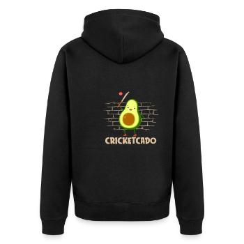 Cricket Cricketschläger Cricketspieler - Unisex Premium Bio Zip Hoodie - Schwarz - Hinten - Nico (187cm)