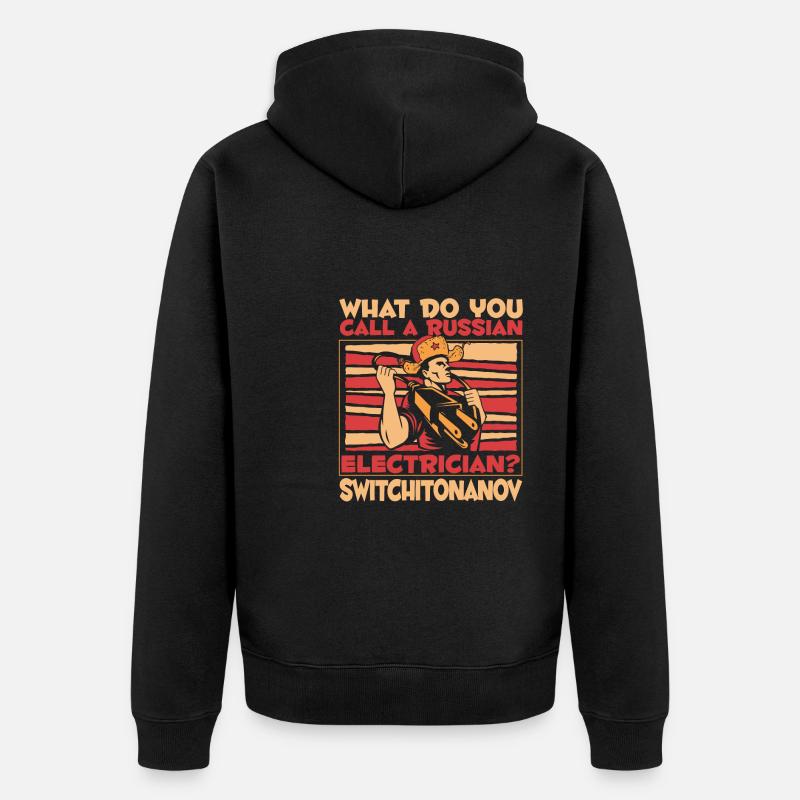 Electrician Electrical Engineer Electronics Technician - Unisex Premium Organic Zip Hoodie - black