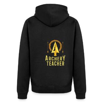 Bogenschütze Bogensport Pfeil Bogen Bogenschießen - Unisex Premium Bio Zip Hoodie - Schwarz - Hinten - Nico (187cm)