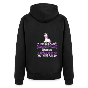 Einhorn Unicorn - Unisex Premium Bio Zip Hoodie - Schwarz - Hinten - Nico (187cm)