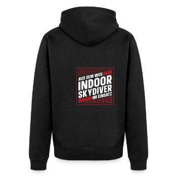 Indoor-Skydiving - Unisex Premium Bio Zip Hoodie - Schwarz - Hinten - Nico (187cm)