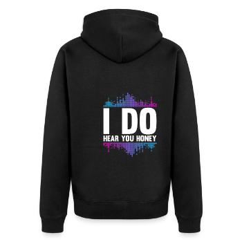 Tontechniker Sound Audio Engineer - Unisex Premium Bio Zip Hoodie - Schwarz - Hinten - Nico (187cm)