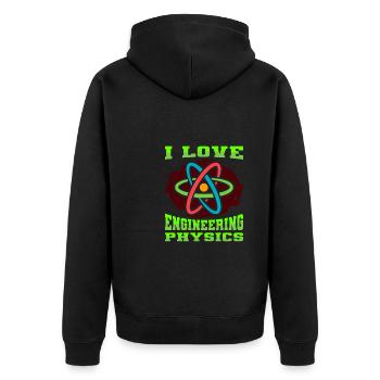 Physik Physiker - Unisex Premium Bio Zip Hoodie - Schwarz - Hinten - Nico (187cm)