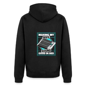 Tontechniker Sound Audio Engineer - Unisex Premium Bio Zip Hoodie - Schwarz - Hinten - Nico (187cm)