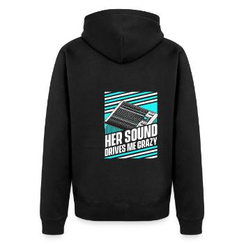 Tontechniker Sound Audio Engineer - Unisex Premium Bio Zip Hoodie - Schwarz - Hinten - Nico (187cm)