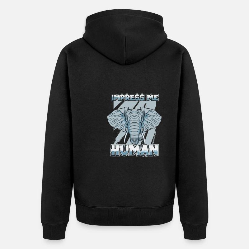Elefant - Unisex Premium Bio Zip Hoodie - Schwarz