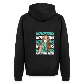 Krankenschwester - Unisex Premium Bio Zip Hoodie - Schwarz - Hinten - Nico (187cm)