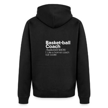 Basketballtrainer Basketball Trainer Coach - Unisex Premium Bio Zip Hoodie - Schwarz - Hinten - Nico (187cm)