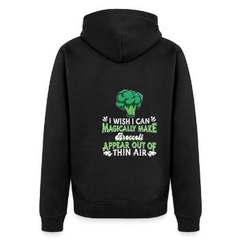 Brokkoli Gemüse Vegan Vegetarisch - Unisex Premium Bio Zip Hoodie - Schwarz - Hinten - Nico (187cm)