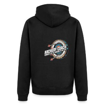 Bogenschütze Bogensport Pfeil Bogen Bogenschießen - Unisex Premium Bio Zip Hoodie - Schwarz - Hinten - Nico (187cm)