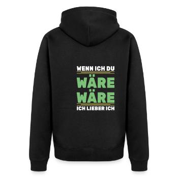 Sarkusmus Spruch Schwarzer Humor Lustiges Ironie - Unisex Premium Bio Zip Hoodie - Schwarz - Hinten - Nico (187cm)