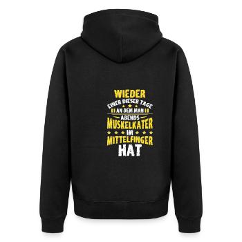 Sarkusmus Spruch Schwarzer Humor Lustiges Ironie - Unisex Premium Bio Zip Hoodie - Schwarz - Hinten - Nico (187cm)