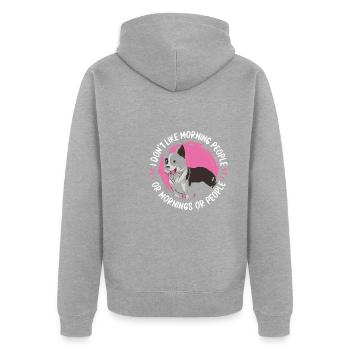 Border Collie - Veste à capuche bio Premium Unisexe - gris chiné - Dos - Nico (187cm)