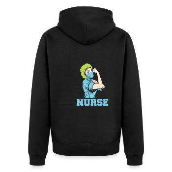 Krankenschwester - Unisex Premium Bio Zip Hoodie - Schwarz - Hinten - Nico (187cm)