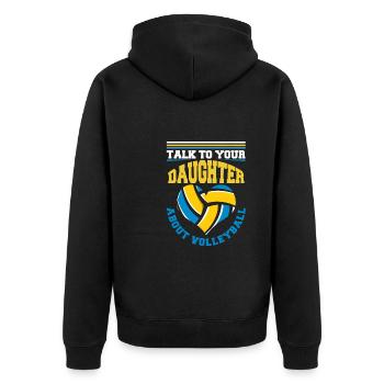 Volleyball Volleyballer Tochter - Unisex Premium Bio Zip Hoodie - Schwarz - Hinten - Nico (187cm)