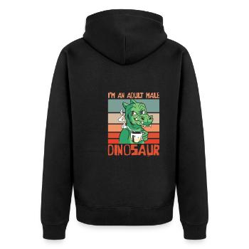 Dinosaur Coffee Adult Dinosaur - Unisex Premium Organic Zip Hoodie - black - Back - Nico (187cm)