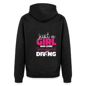 Turmspringen Turmspringer Mädchen - Unisex Premium Bio Zip Hoodie - Schwarz - Hinten - Nico (187cm)