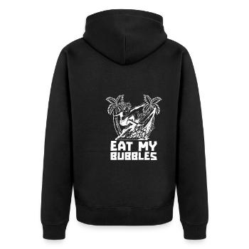 Surfer Surfen Iss Meine Blasen - Unisex Premium Bio Zip Hoodie - Schwarz - Hinten - Nico (187cm)