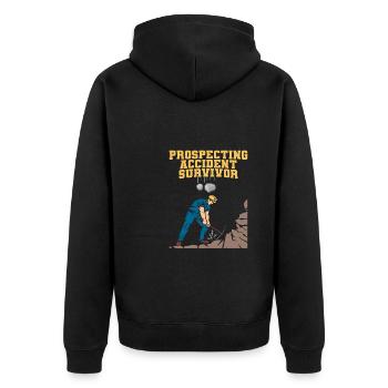 Prospectors Digging Treasure - Unisex Premium Organic Zip Hoodie - black - Back - Nico (187cm)