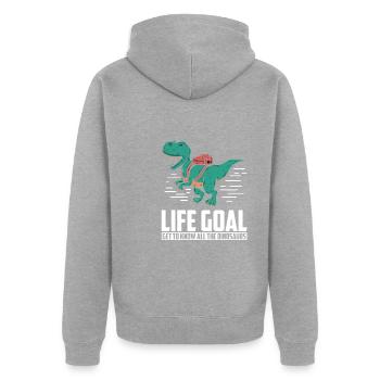 Dinosaurier Erwachsener Dinosaurier - Unisex Premium Bio Zip Hoodie - Grau meliert - Hinten - Nico (187cm)