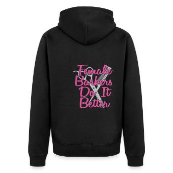 Friseur Hairstylist Friseur - Unisex Premium Bio Zip Hoodie - Schwarz - Hinten - Nico (187cm)