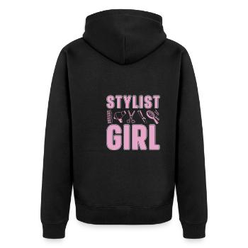 Friseur Hairstylist Friseur - Unisex Premium Bio Zip Hoodie - Schwarz - Hinten - Nico (187cm)