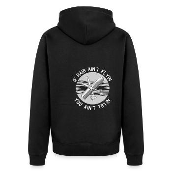 Friseur Hairstylist Friseur - Unisex Premium Bio Zip Hoodie - Schwarz - Hinten - Nico (187cm)